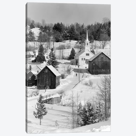 1970s Winter Scenic Of Waits River Junction Vermont USA Canvas Print #VTG496} by Vintage Images Canvas Wall Art