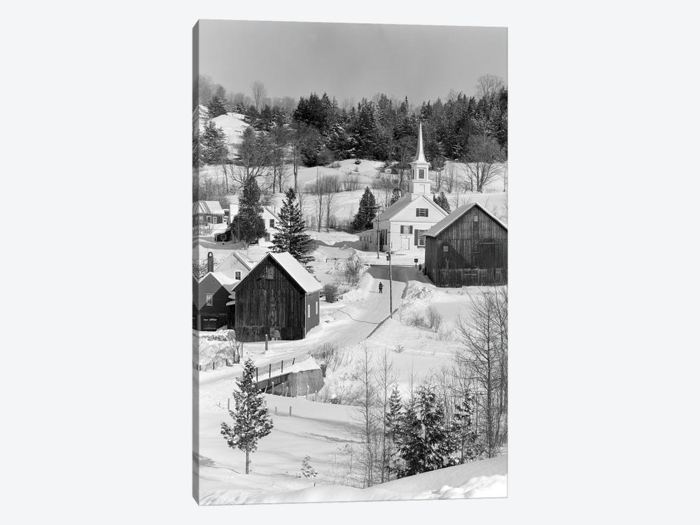 1970s Winter Scenic Of Waits River Junction Vermont USA by Vintage Images 1-piece Canvas Wall Art