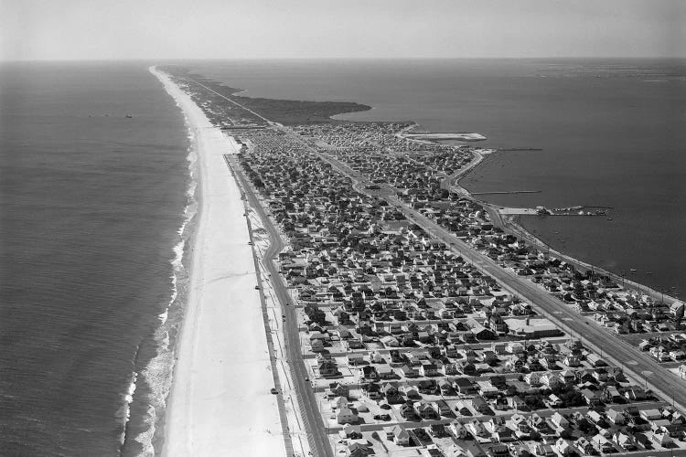 1970s-1980s Aerial Of Jersey Shore Barnegat Peninsula Barrier Island Seaside Park New Jersey USA