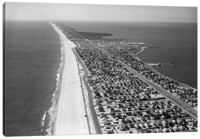 1970s-1980s Aerial Of Jersey Shore Barnegat Peninsula Barrier Island Seaside Park New Jersey USA Canvas Art Print - Vintage Images