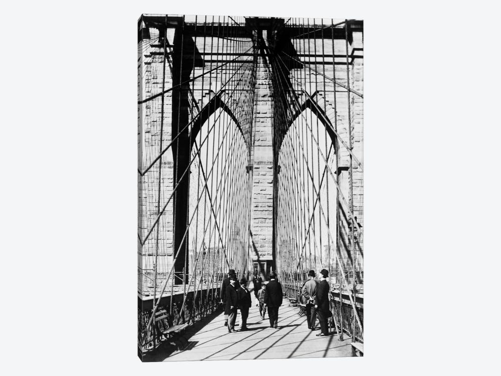 1880s Men Standing On Brooklyn Bridge Just After It Opened 1883 New York City USA by Vintage Images 1-piece Canvas Art