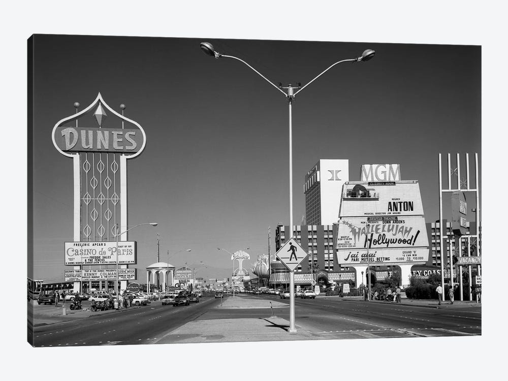 1980s Daytime The Strip With Signs For The Dunes MGM Flamingo Las Vegas Nevada USA by Vintage Images 1-piece Canvas Wall Art