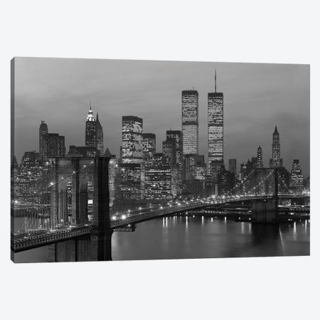 1980s New York City Lower Manhattan Skyline Brooklyn Bridge World Trade Center Canvas Print #VTG503} by Vintage Images Canvas Print