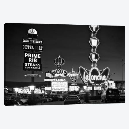 1980s Night Neon On The Strip For El Morocco La Concha Stardust Las Vegas Nevada USA Canvas Print #VTG504} by Vintage Images Canvas Wall Art