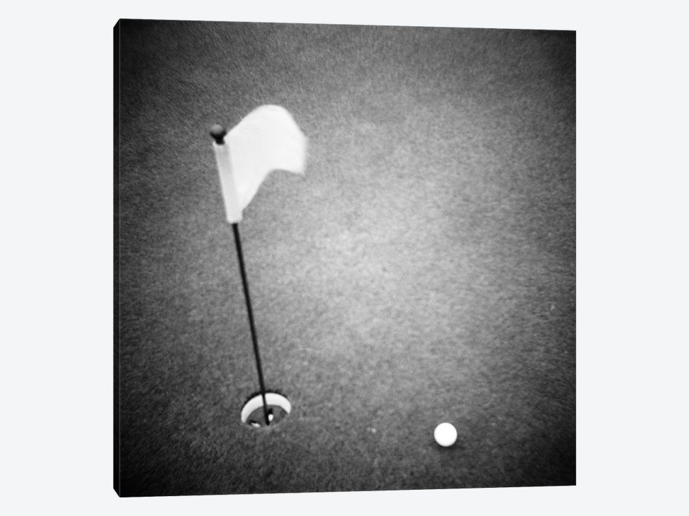 2000s Golf Ball On Putting Green With Flag Marker In Hole From Above by Vintage Images 1-piece Canvas Print
