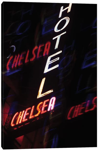 2000s Multiple Exposure Neon Sign Hotel Chelsea New York City New York USA Canvas Art Print