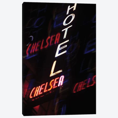 2000s Multiple Exposure Neon Sign Hotel Chelsea New York City New York USA Canvas Print #VTG510} by Vintage Images Canvas Wall Art