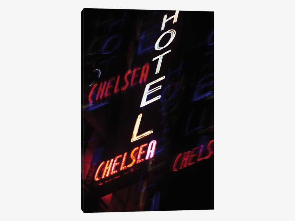 2000s Multiple Exposure Neon Sign Hotel Chelsea New York City New York USA by Vintage Images 1-piece Art Print