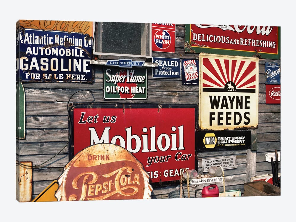 Antique Store Featuring Old Brand Name Advertising Signs by Vintage Images 1-piece Canvas Art