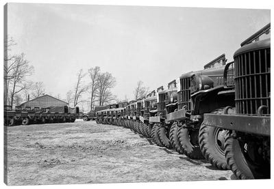 April 19 1941 Alignment Row Rows Dodge Army Trucks Jeeps Fort Dix NJ Canvas Art Print - Veterans Day