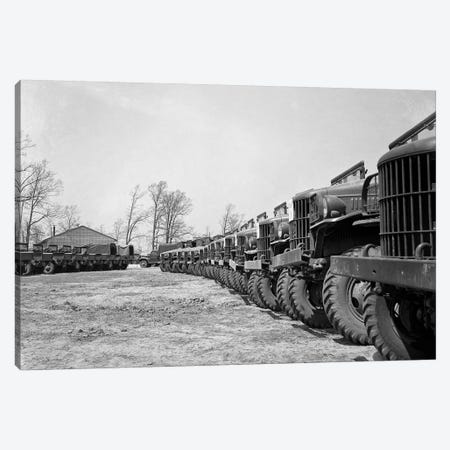 April 19 1941 Alignment Row Rows Dodge Army Trucks Jeeps Fort Dix NJ Canvas Print #VTG512} by Vintage Images Canvas Wall Art