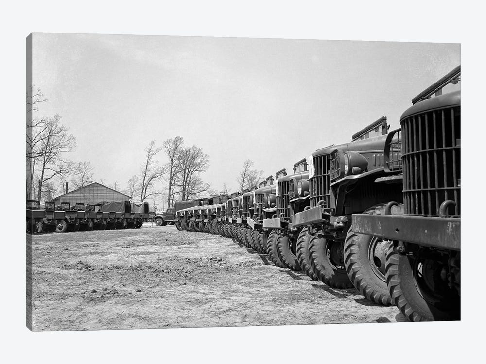 April 19 1941 Alignment Row Rows Dodge Army Trucks Jeeps Fort Dix NJ by Vintage Images 1-piece Canvas Print