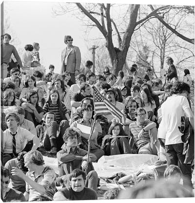 April 22 1970 Crowd Attending The First Earth Day Celebration Fairmont Park Philadelphia Pennsylvania USA Canvas Art Print - Seventies Nostalgia Art