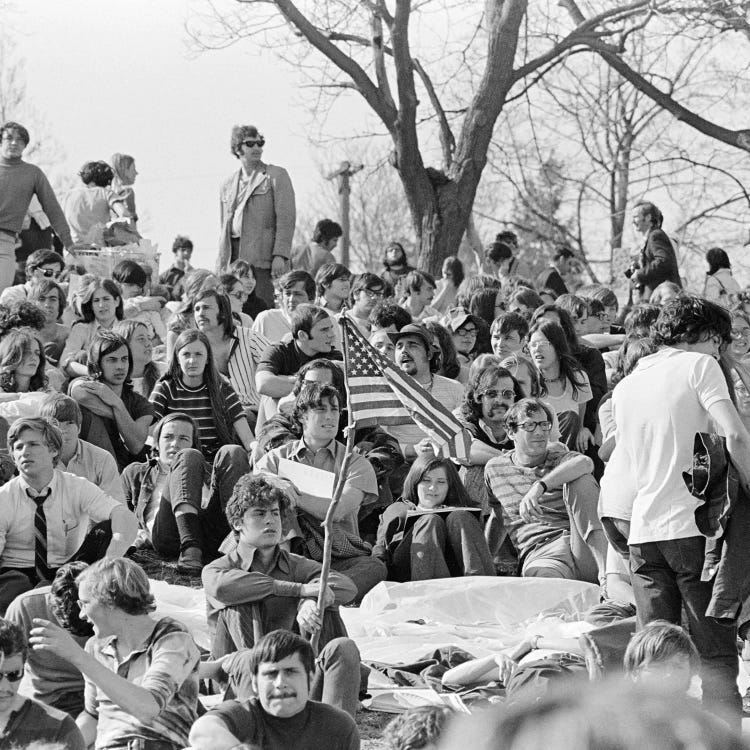 April 22 1970 Crowd Attending The First Earth Day Celebration Fairmont Park Philadelphia Pennsylvania USA