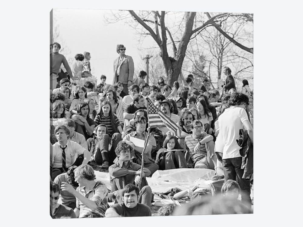 April 22 1970 Crowd Attending The First Earth Day Celebration Fairmont Park Philadelphia Pennsylvania USA by Vintage Images 1-piece Canvas Wall Art