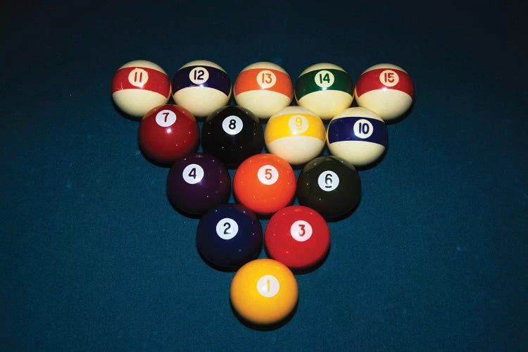 Billiard Balls Racked Up On Pool Table