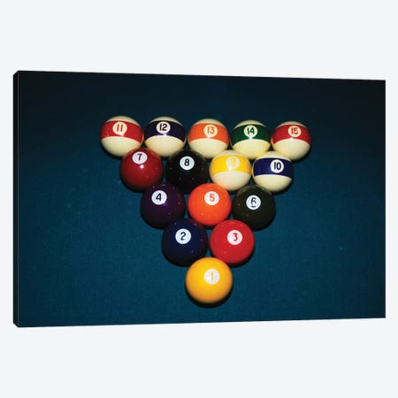 Billiard Balls Racked Up On Pool Table Canvas Print #VTG517} by Vintage Images Canvas Art Print