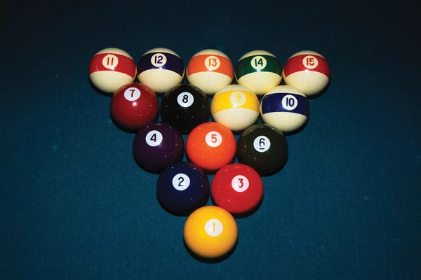Pool & Billiards: Billiard Balls Racked Up On Pool Table by Vintage Images