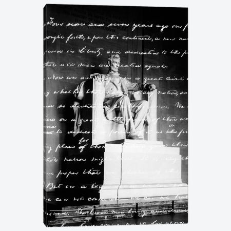 Handwritten Gettysburg Address Superimposed Over Statue At Lincoln Memorial Canvas Print #VTG524} by Vintage Images Canvas Art