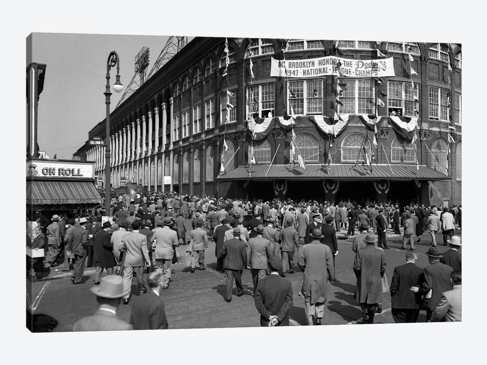 October 1947 Dodger Baseball Fans Pour Into Main Entrance Ebbets Field Brooklyn Borough New York City USA by Vintage Images 1-piece Art Print