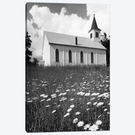 Rural Church In Field Of Daisies Canvas Print #VTG531} by Vintage Images Canvas Wall Art