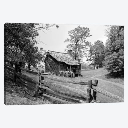 Rustic Log Cabin From 1880s Behind Post & Rail Fence In Blue Ridge Mountains Canvas Print #VTG532} by Vintage Images Canvas Wall Art