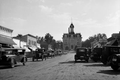 1920s-1928 View Of Cottonwood Falls Kansas Main Street With Traffic by Vintage Images canvas print