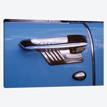 1950s Art Deco Style Door Handle Of Vintage Antique Classic Car Metallic Silver And Blue Graphic Design Outdoor Canvas Print #VTG555} by Vintage Images Canvas Art Print