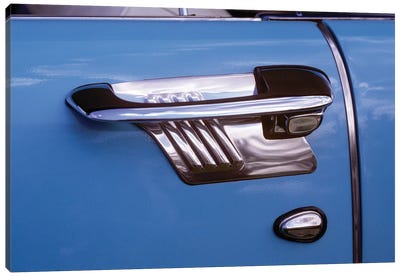 1950s Art Deco Style Door Handle Of Vintage Antique Classic Car Metallic Silver And Blue Graphic Design Outdoor Canvas Art Print