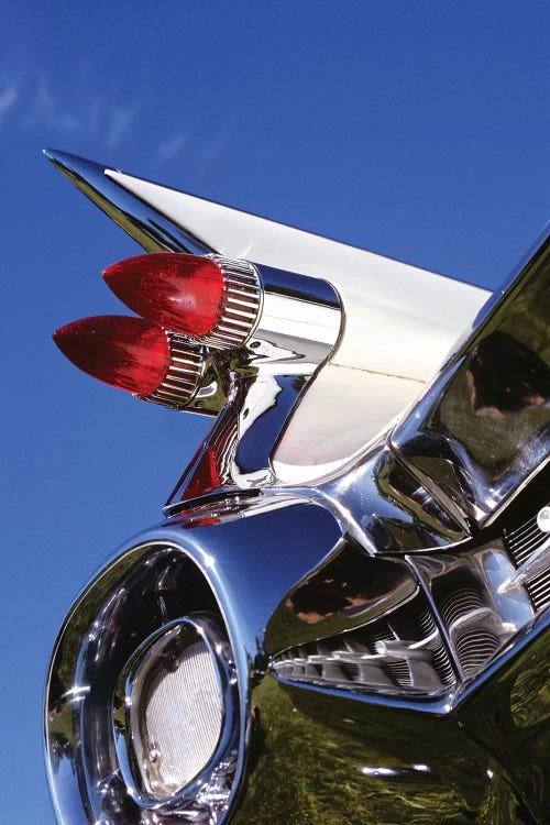 1950s Close-Up Of Fins And Taillights On Classic Car