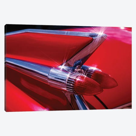 1950s Red Cadillac Car Fender Tail Fins Classic Antique Automobile Canvas Print #VTG568} by Vintage Images Canvas Art Print