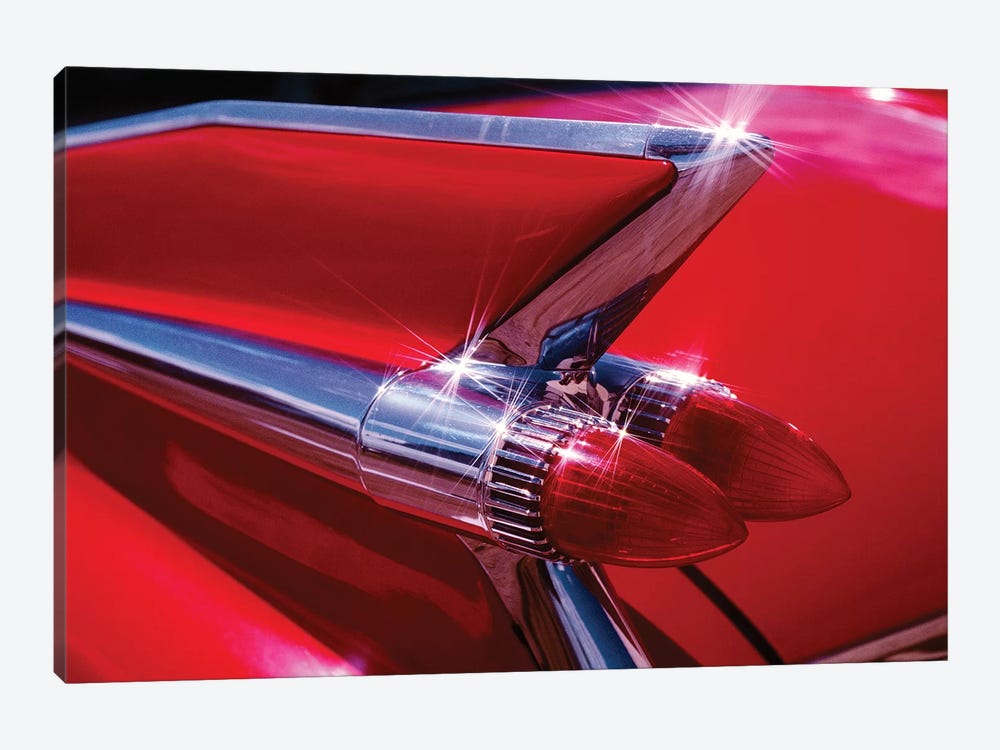 1950s Red Cadillac Car Fender Tail Fins Classic Antique Automobile by Vintage Images 1-piece Canvas Wall Art
