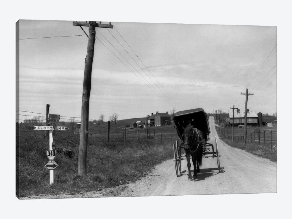 1920s-1930s Amish Man Driving Buggy Down Rural Dirt Road In Farm Country by Vintage Images 1-piece Art Print