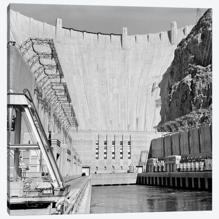 1950s Shot Of Hoover Dam Taken From End Of Concrete Piers Where Transformers Are Located Canvas Print #VTG570} by Vintage Images Canvas Art