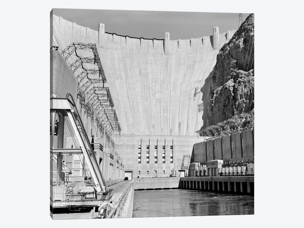 1950s Shot Of Hoover Dam Taken From End Of Concrete Piers Where Transformers Are Located by Vintage Images 1-piece Canvas Art Print