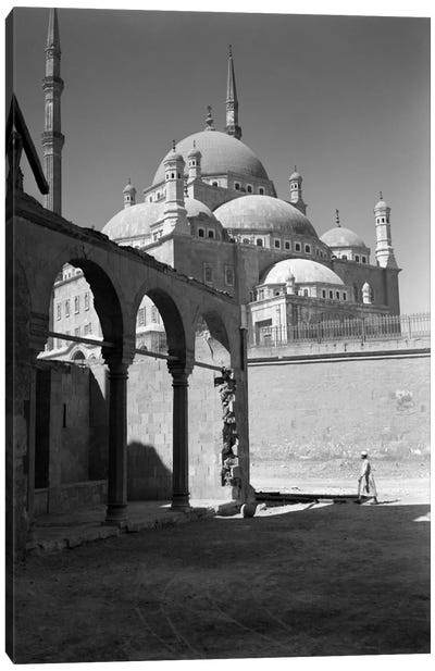 1920s-1930s Cairo Egypt Architectural View Of The Muhammad Ali Alabaster Mosque In The Citadel Built In 1840s Canvas Art Print - Arches