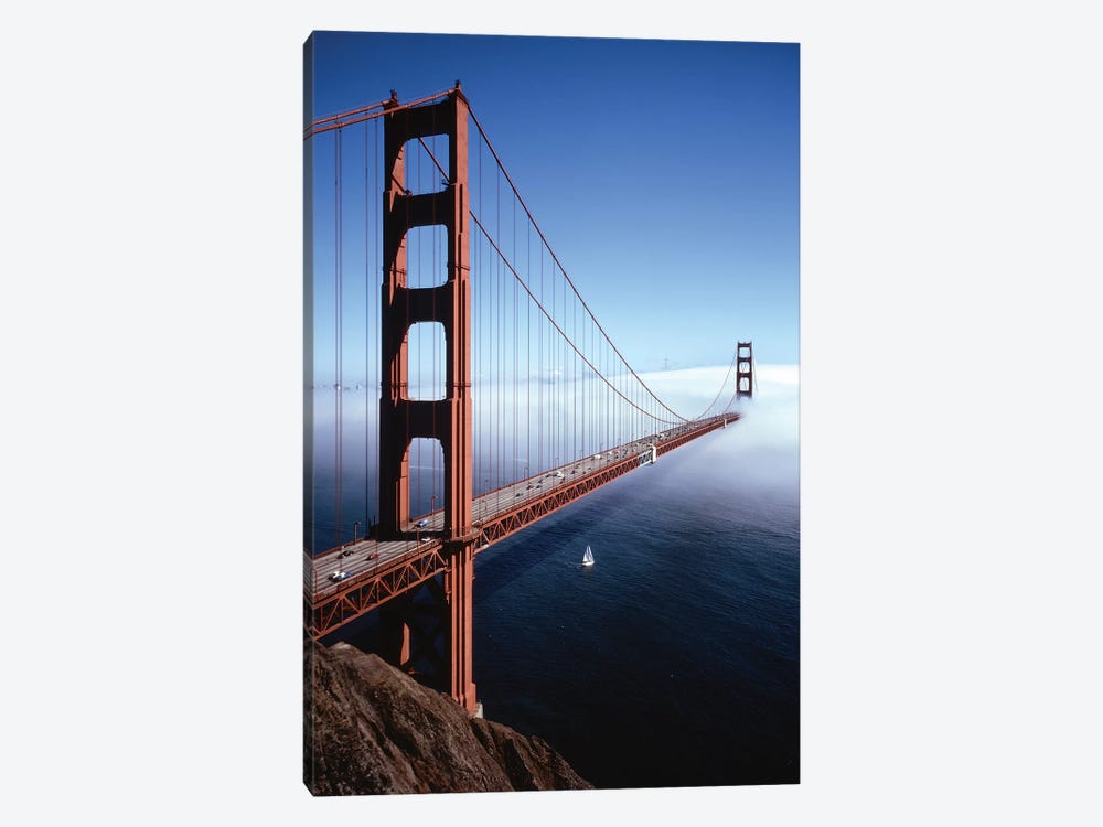 1980s Golden Gate Bridge With Fog Over City Of San Francisco CA, USA by Vintage Images 1-piece Canvas Art