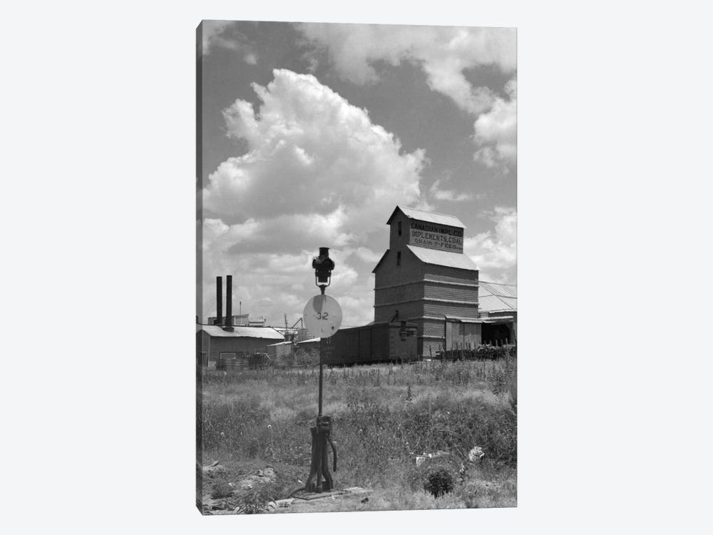 1920s-1930s Canadian Texas Panhandle Grain Elevator Nearby Railroad Switch Point Indicator And Lamp by Vintage Images 1-piece Canvas Artwork