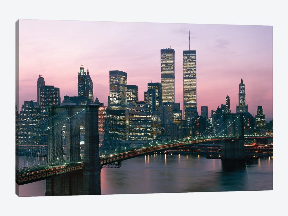 1980s New York City, NY Downtown Skyline At Dusk by Vintage Images 1-piece Canvas Artwork