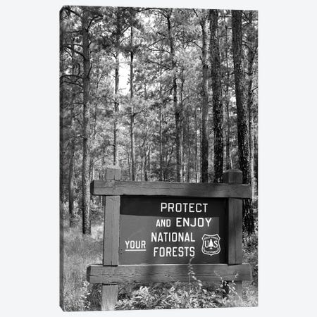 1980s Sign In Front Of Wooded Area Reading Protect And Enjoy Your National Forests Canvas Print #VTG602} by Vintage Images Canvas Artwork