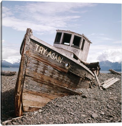 1980s Try Again Boat Wreck Homer, Alaska USA Canvas Art Print - Vintage Images