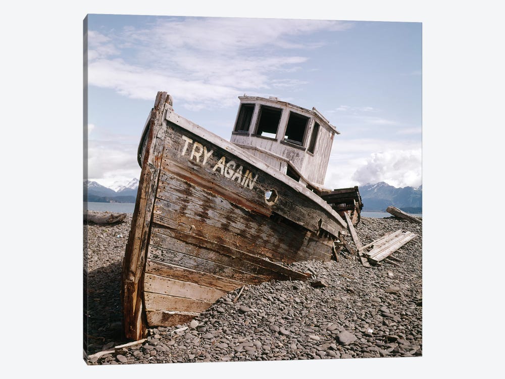1980s Try Again Boat Wreck Homer, Alaska USA by Vintage Images 1-piece Canvas Wall Art