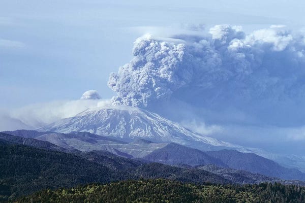 Washington: 1980s Volcano Mount Saint Helens Erupting May 18, 1980 Washington USA by Vintage Images