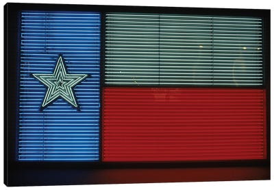 1990s Texas State Flag In Neon Sign Lights Canvas Art Print - U.S. State Flag Art