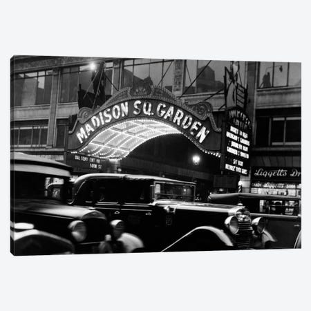 1920s-1930s Cars Taxis Madison Square Garden Marquee At Night Manhattan New York City USA Canvas Print #VTG60} by Vintage Images Canvas Art