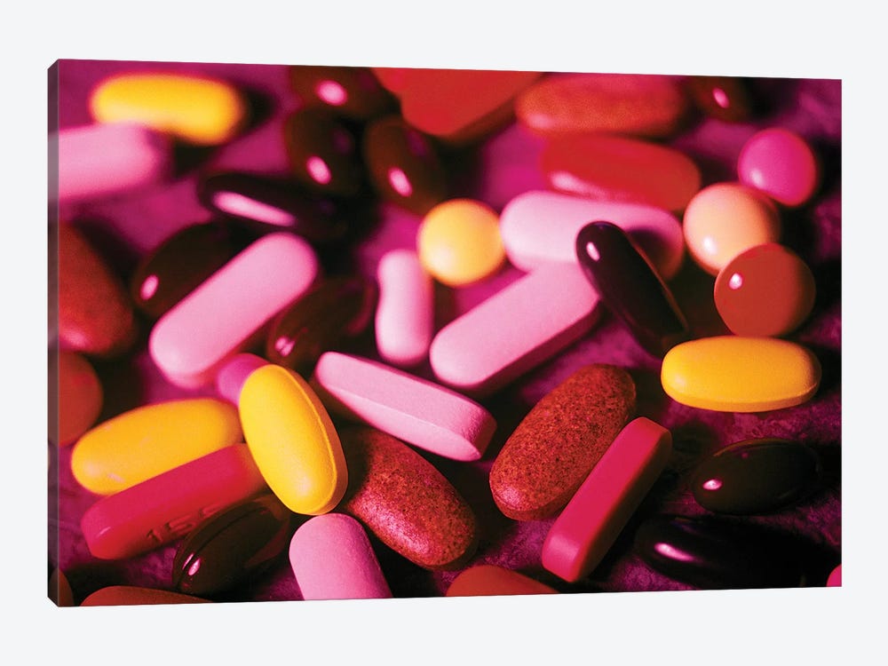 Assorted Vitamin Pills Tablets And Capsules by Vintage Images 1-piece Canvas Wall Art