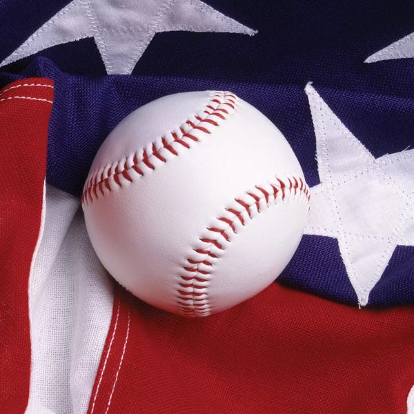 American Décor: Baseball With American Flag by Vintage Images