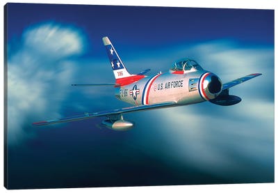 North American F B6 Sabre 1950s Korean War Vintage Jet Canvas Art Print - Military Aircraft Art