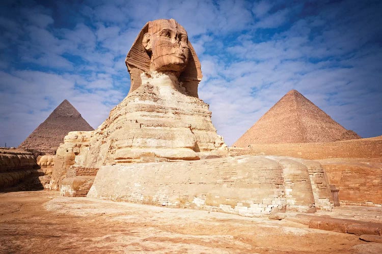 The Great Sphinx Chefren & Cheops Pyramids At Giza, Egypt