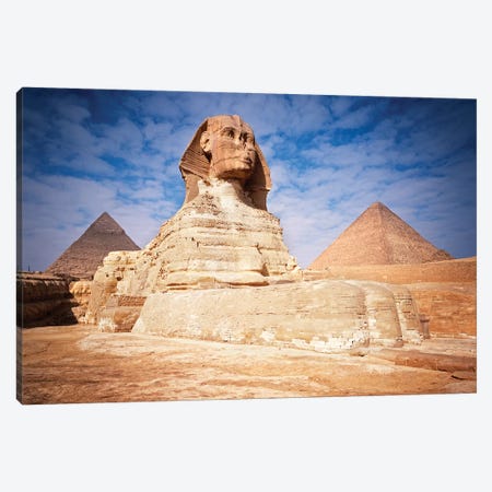 The Great Sphinx Chefren & Cheops Pyramids At Giza, Egypt Canvas Print #VTG644} by Vintage Images Canvas Print
